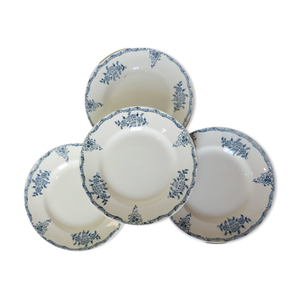 4 assiettes plates en terre de fer de St Amand