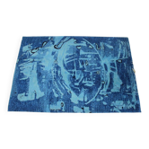 Beau tapis en laine au design abstrait fait main dans le style de Kybal, années 1960.