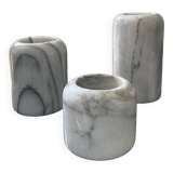 Trio of vintage marble candlesticks