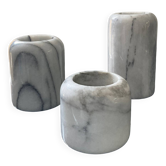Trio of vintage marble candlesticks