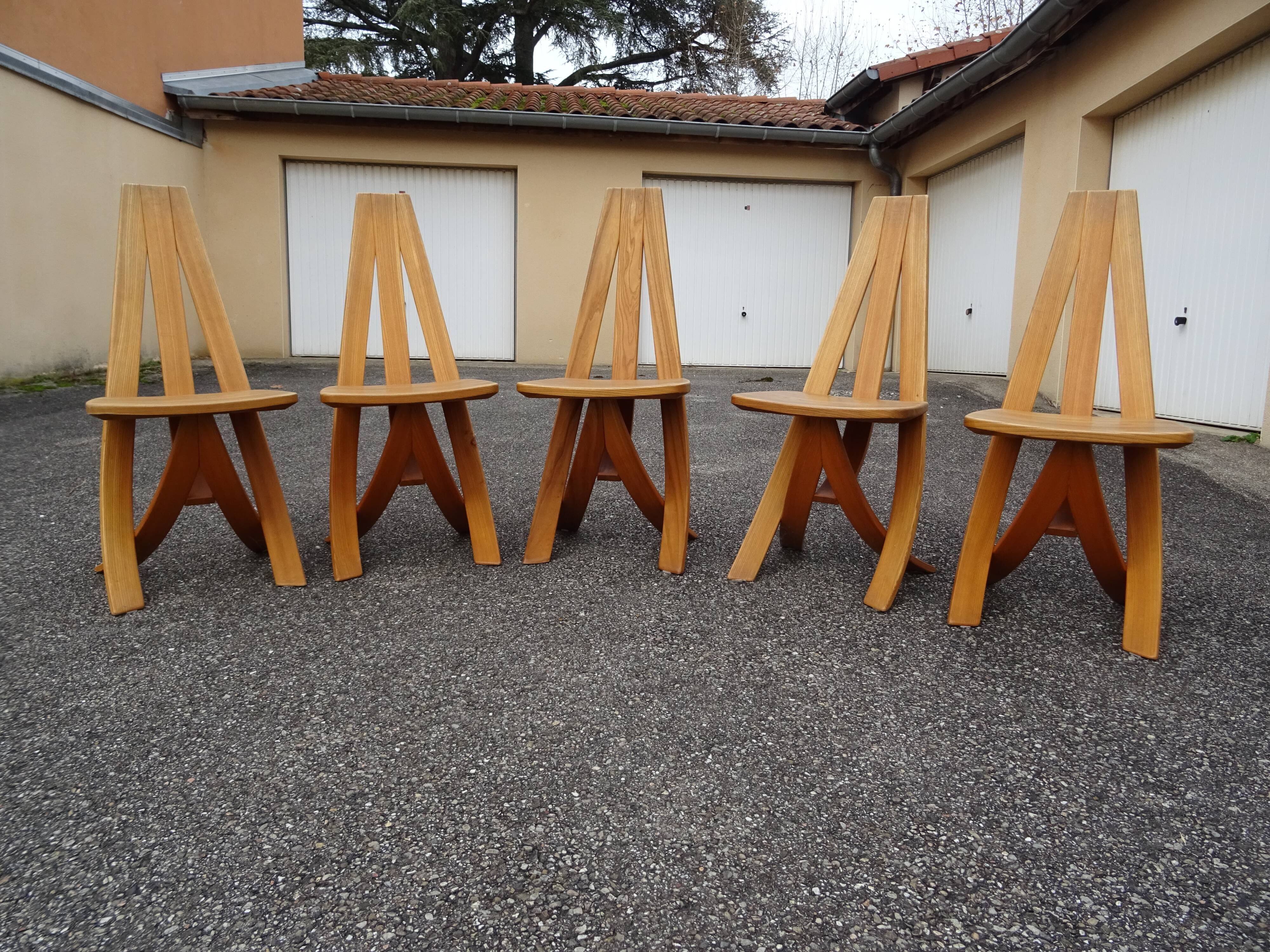 Série 5 chaises Epona design Francis Taglan France