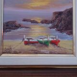 Oil on canvas signed - Seaside