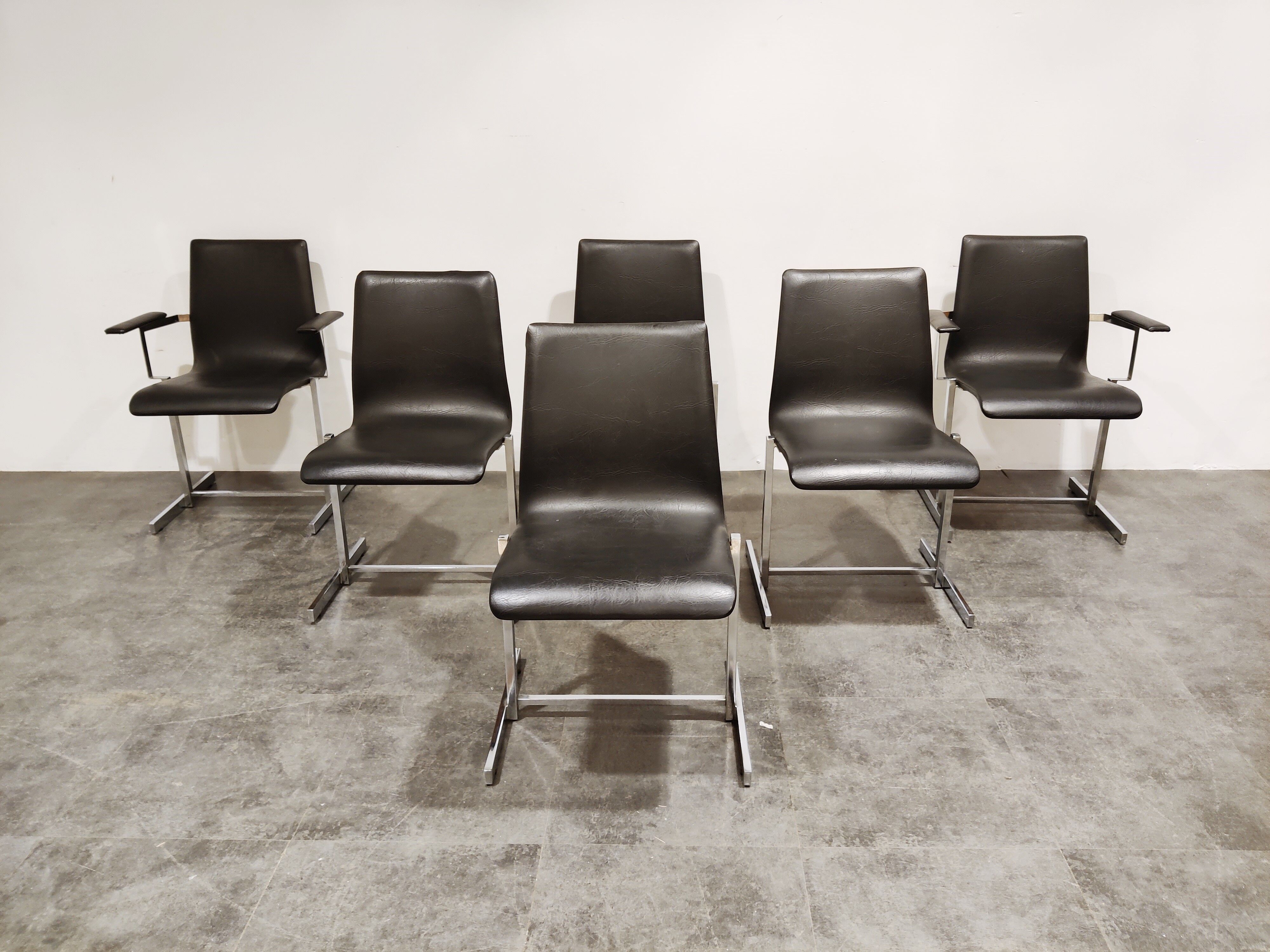 Vintage chrome dining chairs, 1970s