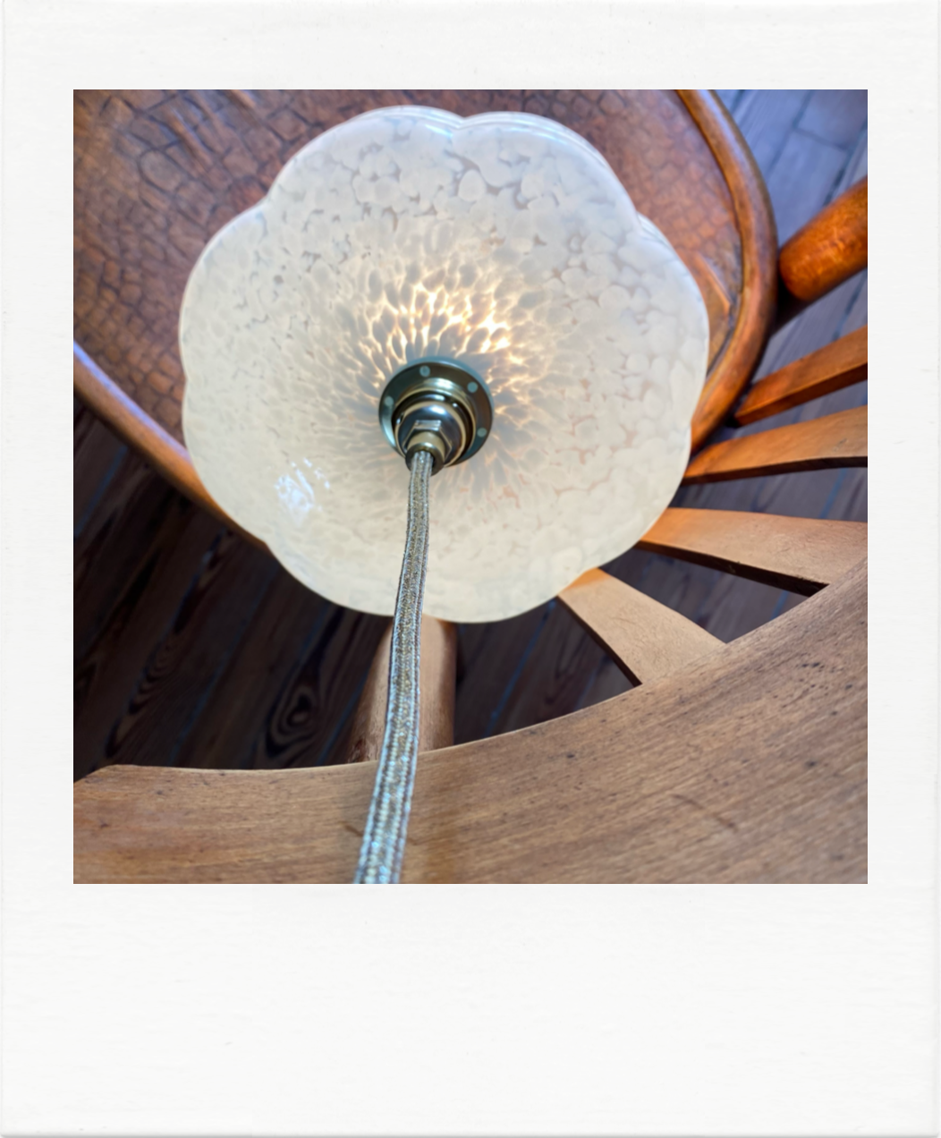 Pair of blue Clichy glass hanging lamps