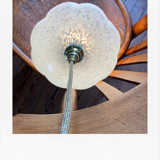 Pair of blue Clichy glass hanging lamps