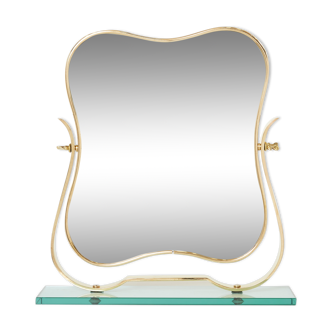 Italian table mirror brass glass  1950