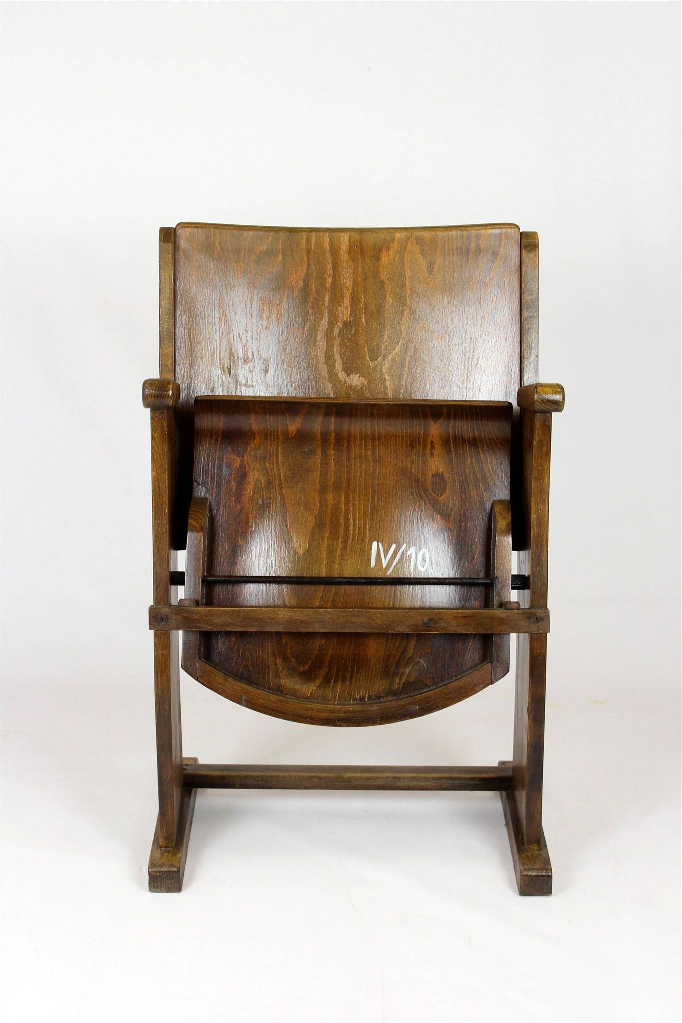 Vintage Cinema Chair TON (Thonet), 1940s Czech, Wooden Theatre Seat