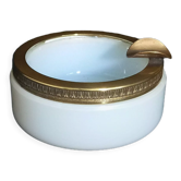 Ashtray in white opaline and gilded bronze