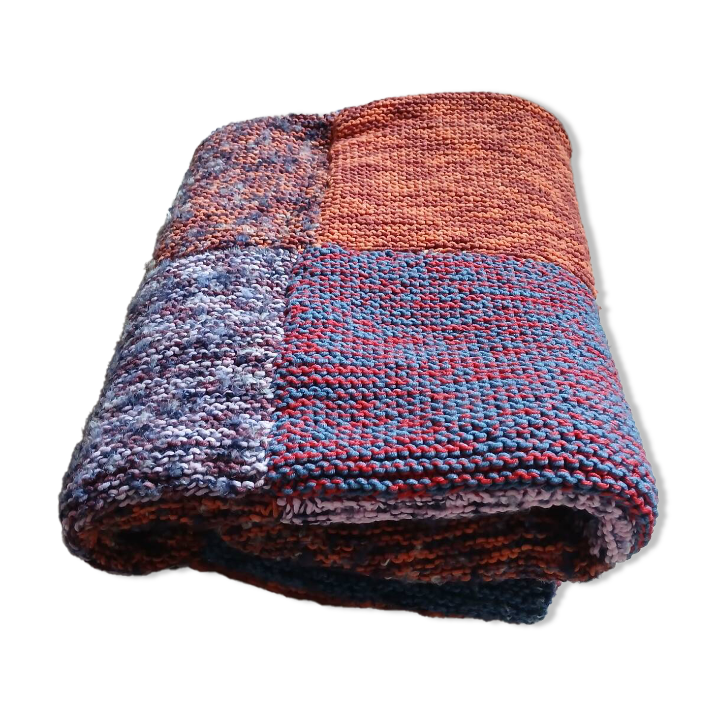 Plaid patchwork hand-knitted