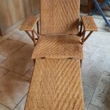 Chaise longue osier et bois