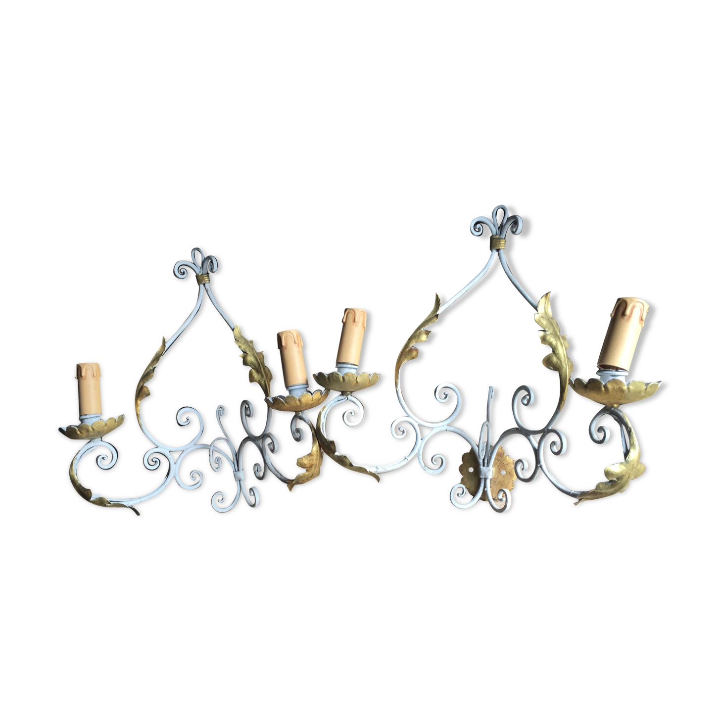 Pair of wrought iron appliques in working order.