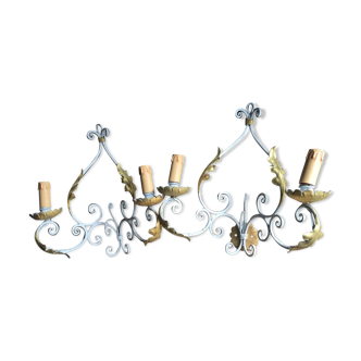 Pair of wrought iron appliques in working order.