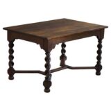 Bureau / Dining table in oak with Danish baroque inspiration and twisted legs, 1900s.
