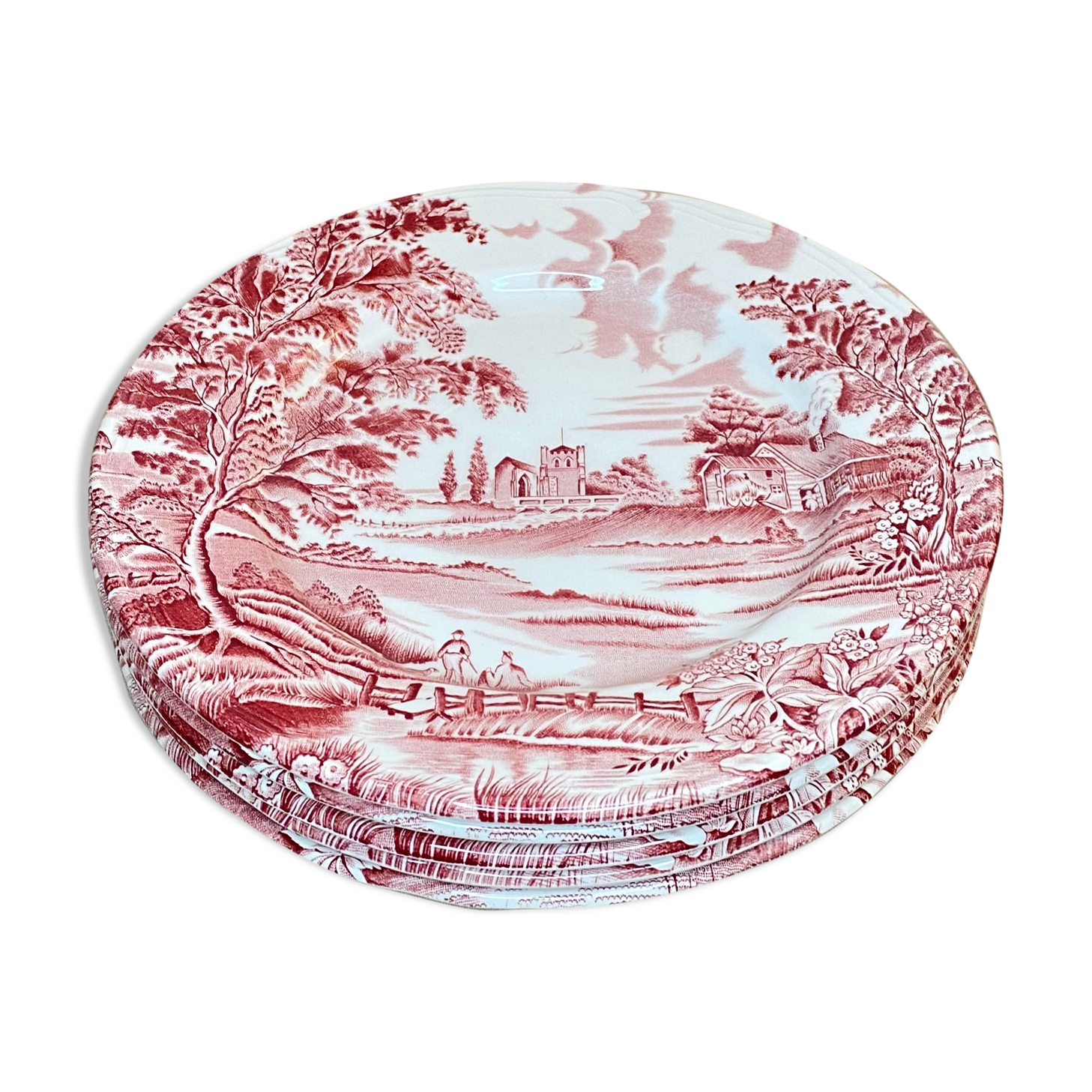 Set of 5 Luneville plates (English style)