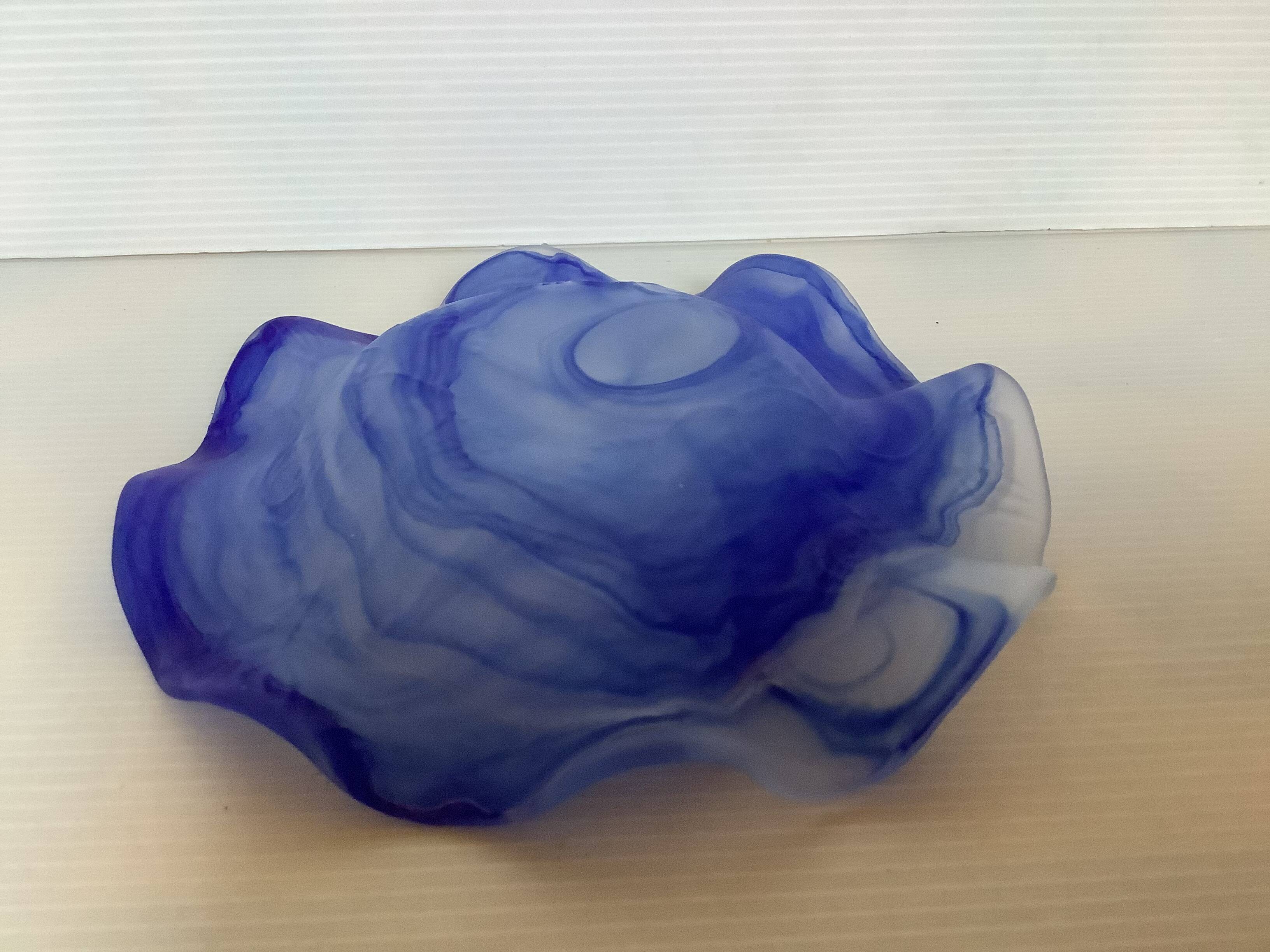 Cobalt blue glass ring with a scalloped edge