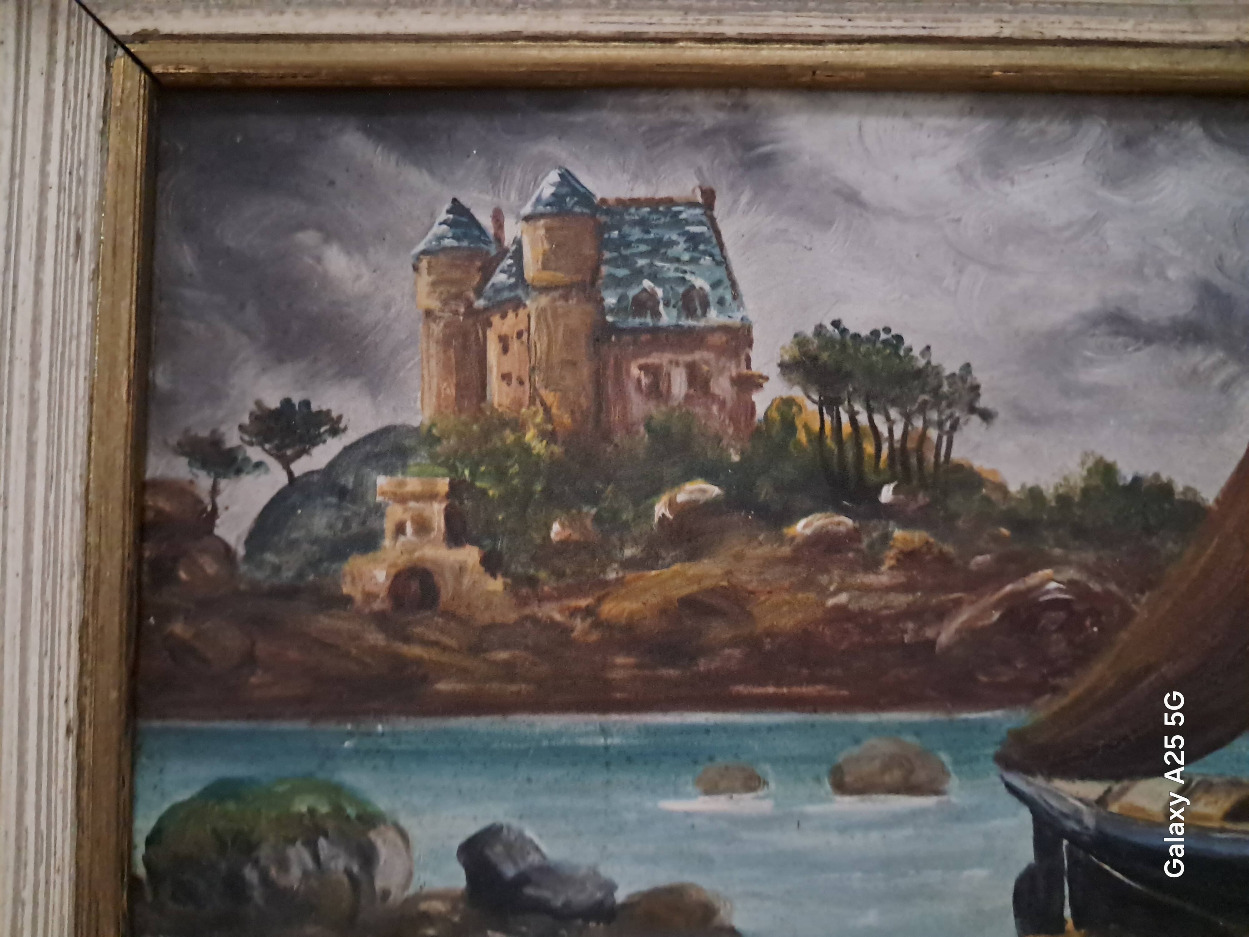 Oil painting by Raymond Blossier, landscape of Brittany.
