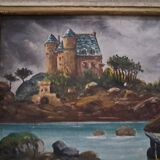 Oil painting by Raymond Blossier, landscape of Brittany.