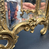 Miroir Triptyque, Bronze Doré, vers 1900.