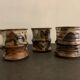 Set of 3 Danish Waldorff cups and 3 saucers in glazed stoneware