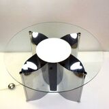 Space age Italian coffee table in steel with lighting, 1970s