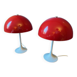 Paire de lampes métal rouge