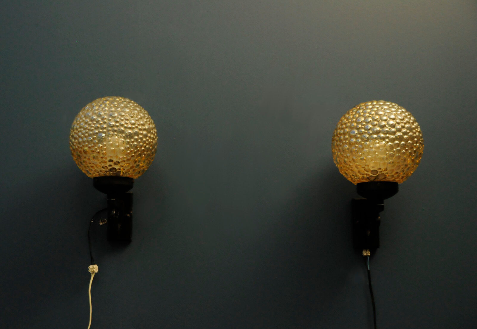 Bubble Glass Wall Lamps, Denmark 1960s, Set of 2