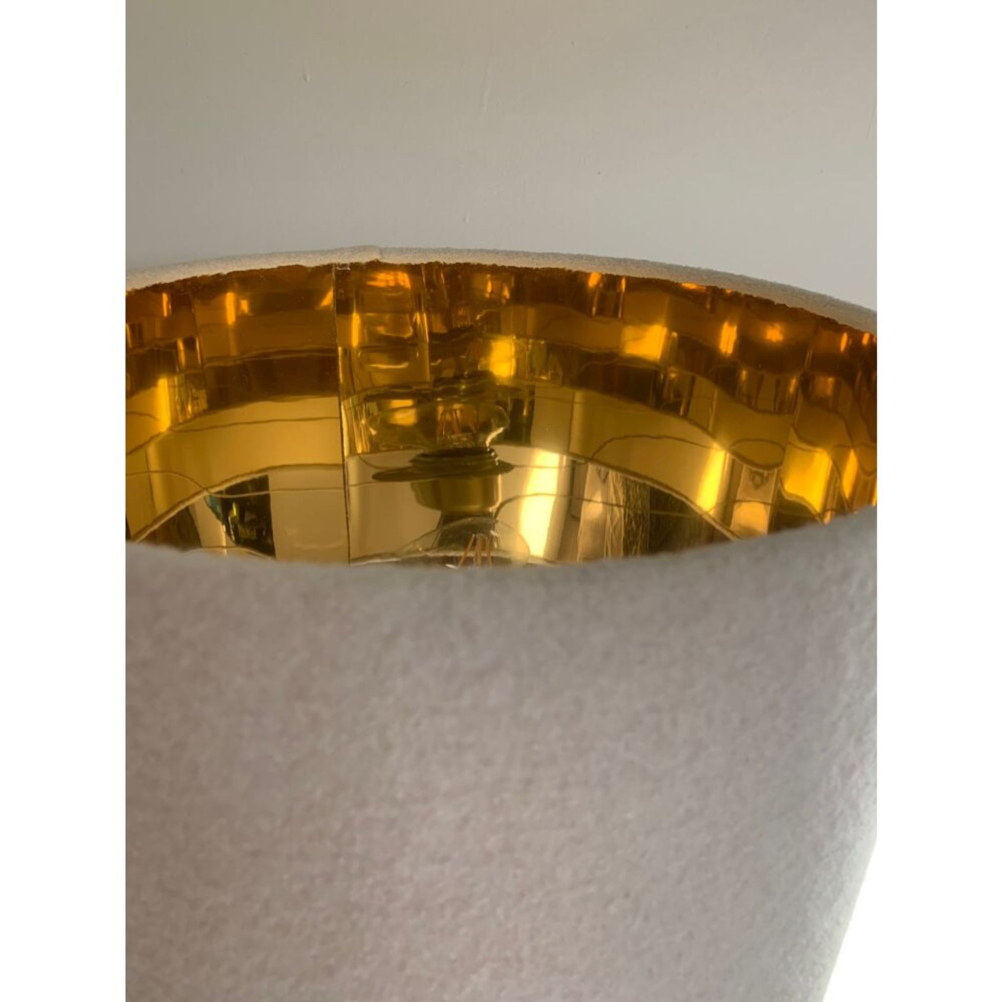 Murano glass table lamps Blu and gold with Bouclé lamp Lampshde by SimoEng