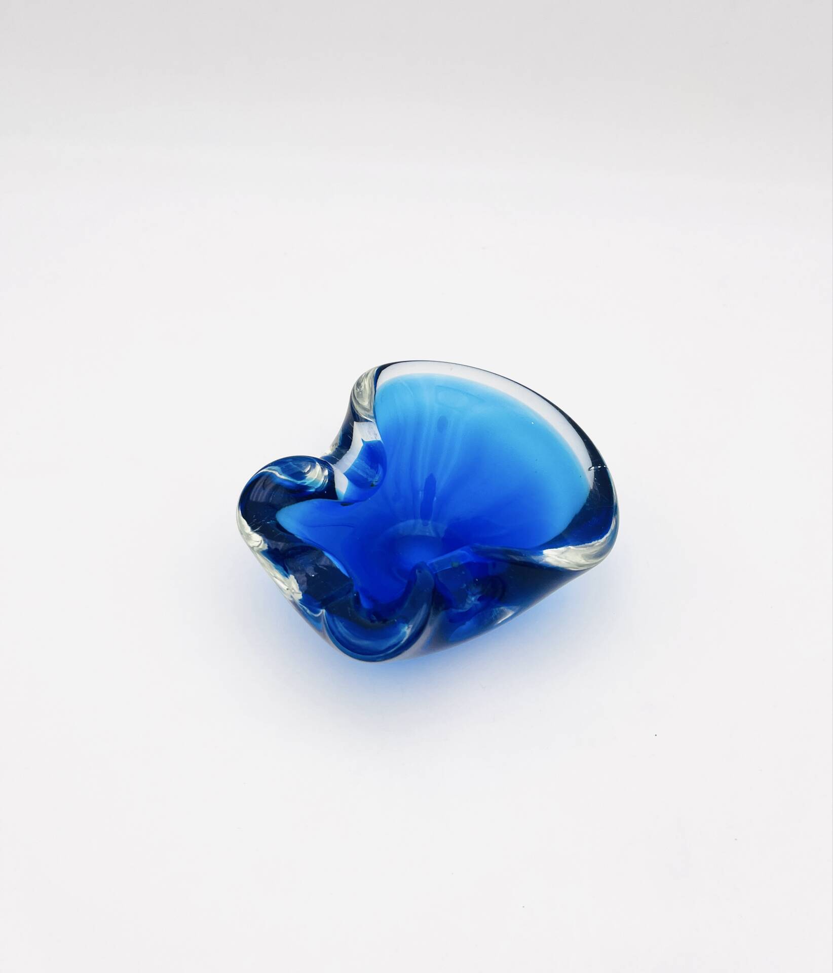 Vide-Poche Murano Sommerso Dégradé Bleu Polylobé 12cm 512g Design
