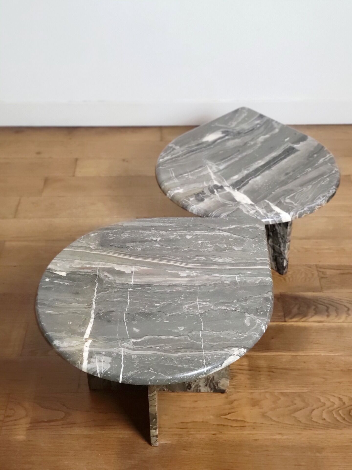 Vintage organically shaped marble side tables, Germany 1970
