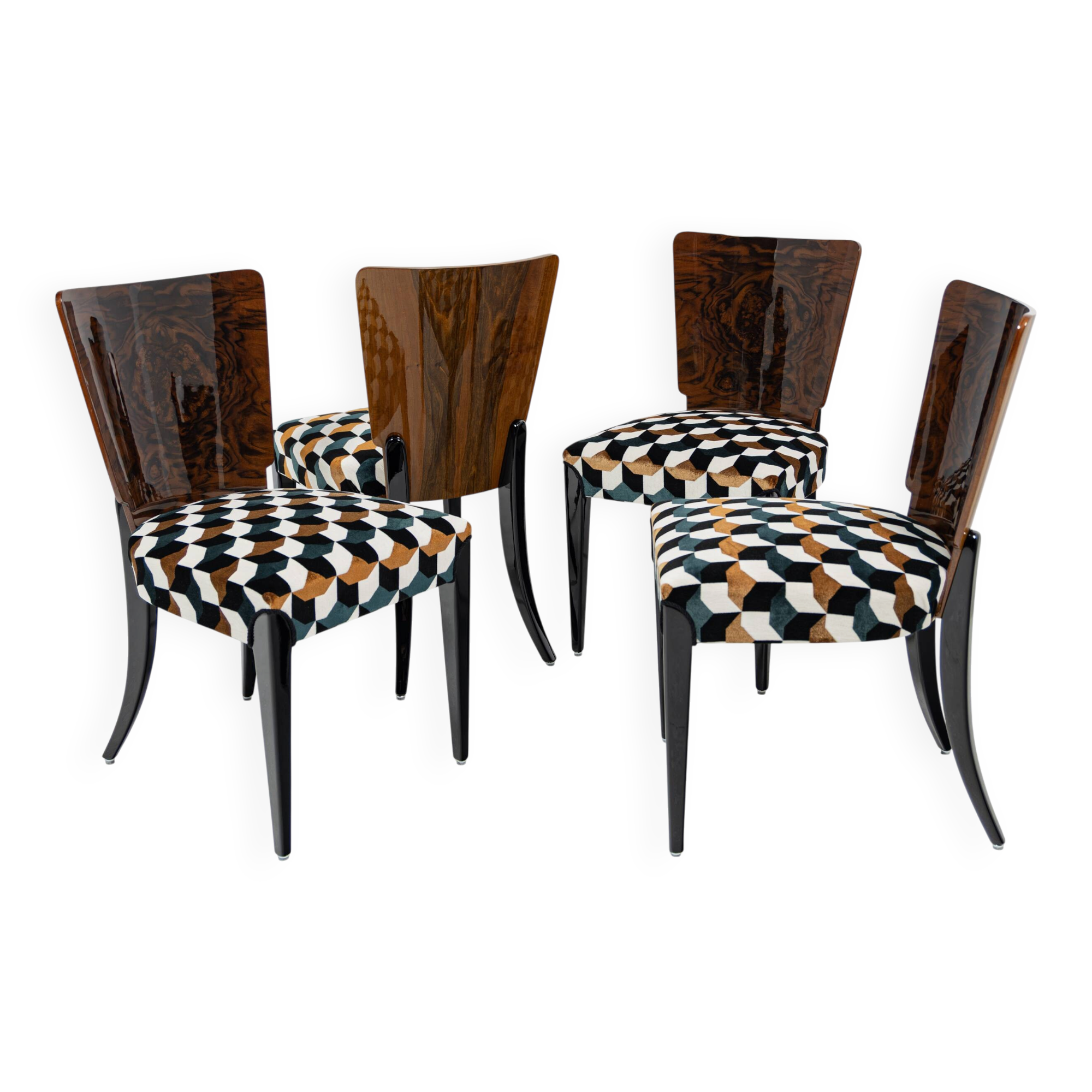 Set of 4 chairs H-214 Jindřich Halabala UP Závody 1950-1959