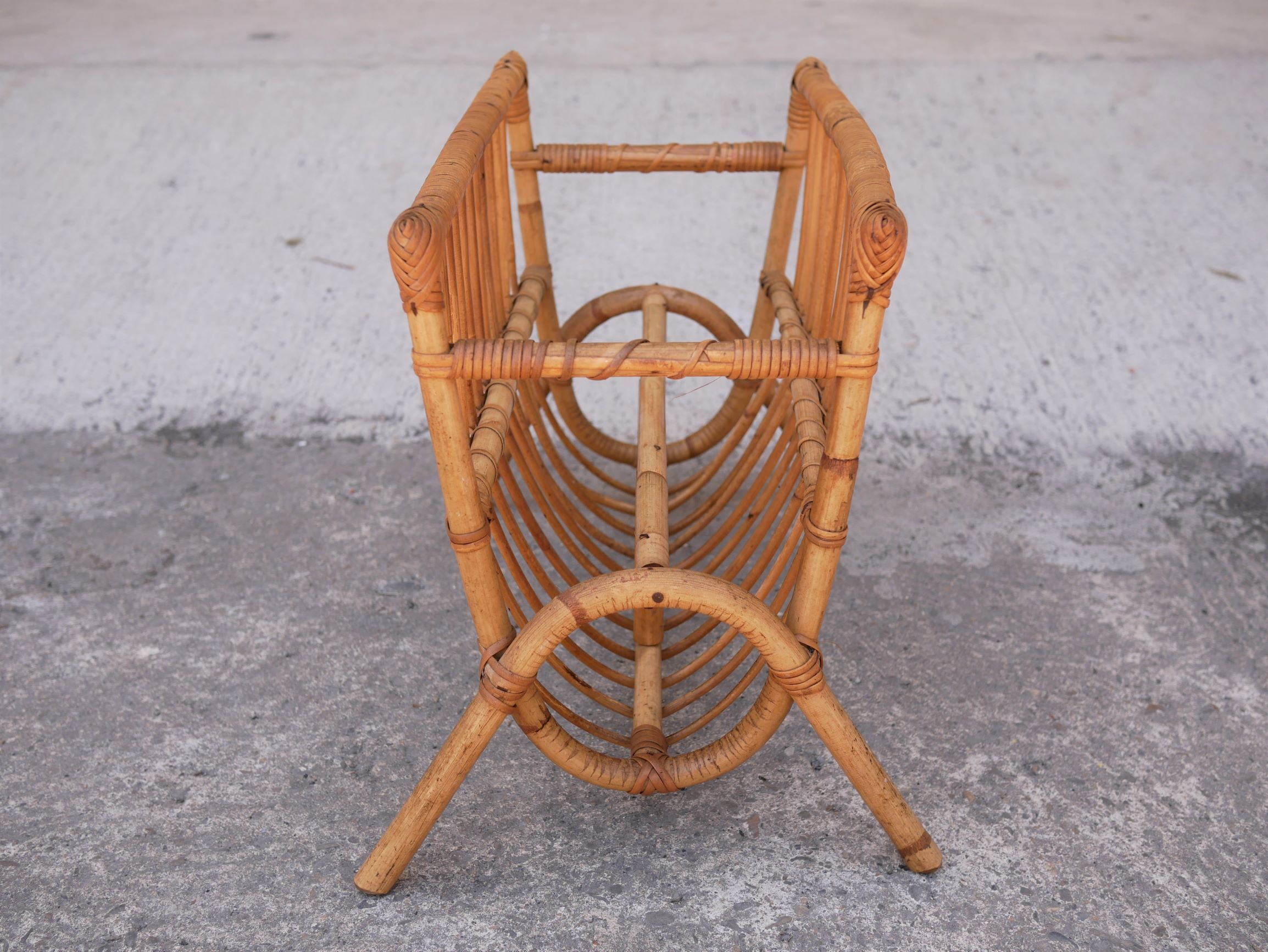 Vintage rattan magazine rack