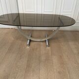 Table basse chrome et laiton Italie 1970