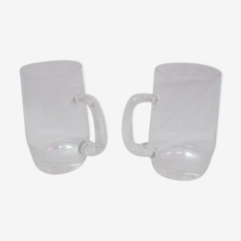 2 crystal beer mugs