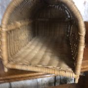 Old basket transport trunk rattan cage puppies kittens animals vintage