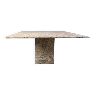 Table à manger carrée en granit vintage, années 1970
