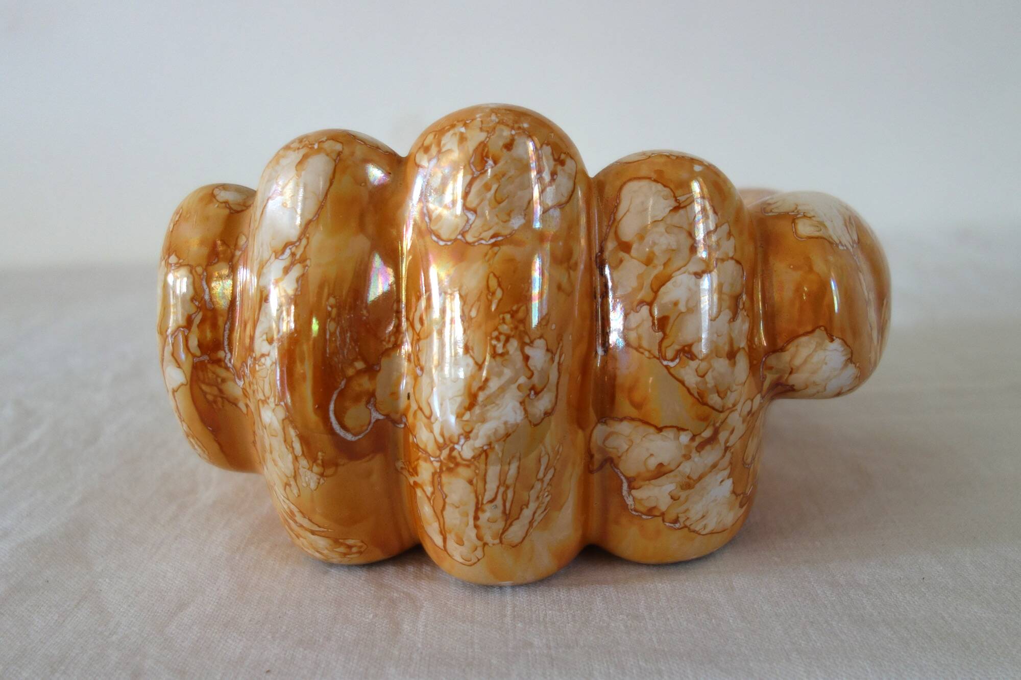 Ceramic enamelled hand dish from the 1970s