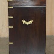 Victorian antique leather Davenport campaign desk with brass gallery.