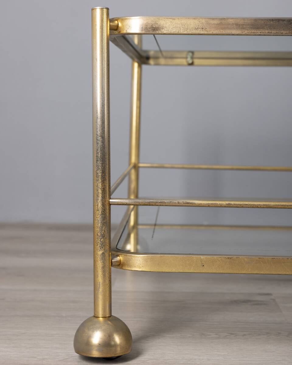 Vintage 1970s gold-plated metal and glass coffee table, designed by Allegri