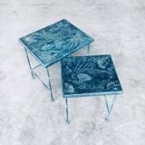 Postmodern Handmade Nesting Table Set by J. Berdou, France, 1980s, Set of 2