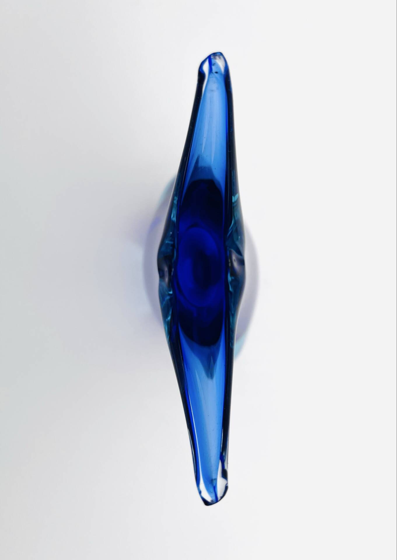 Large Murano Vase Flavio Poli Sommerso Blue Cobalt Turquoise 31.5cm