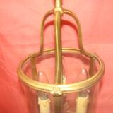 cylindrical bronze and glass vestibule lantern with 3 candle holders