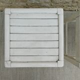 Pair of wooden stools, original white patina