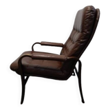 Fauteuil en cuir du milieu du siècle