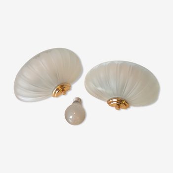 Pair of glass half moon wall lamps by Cocolum