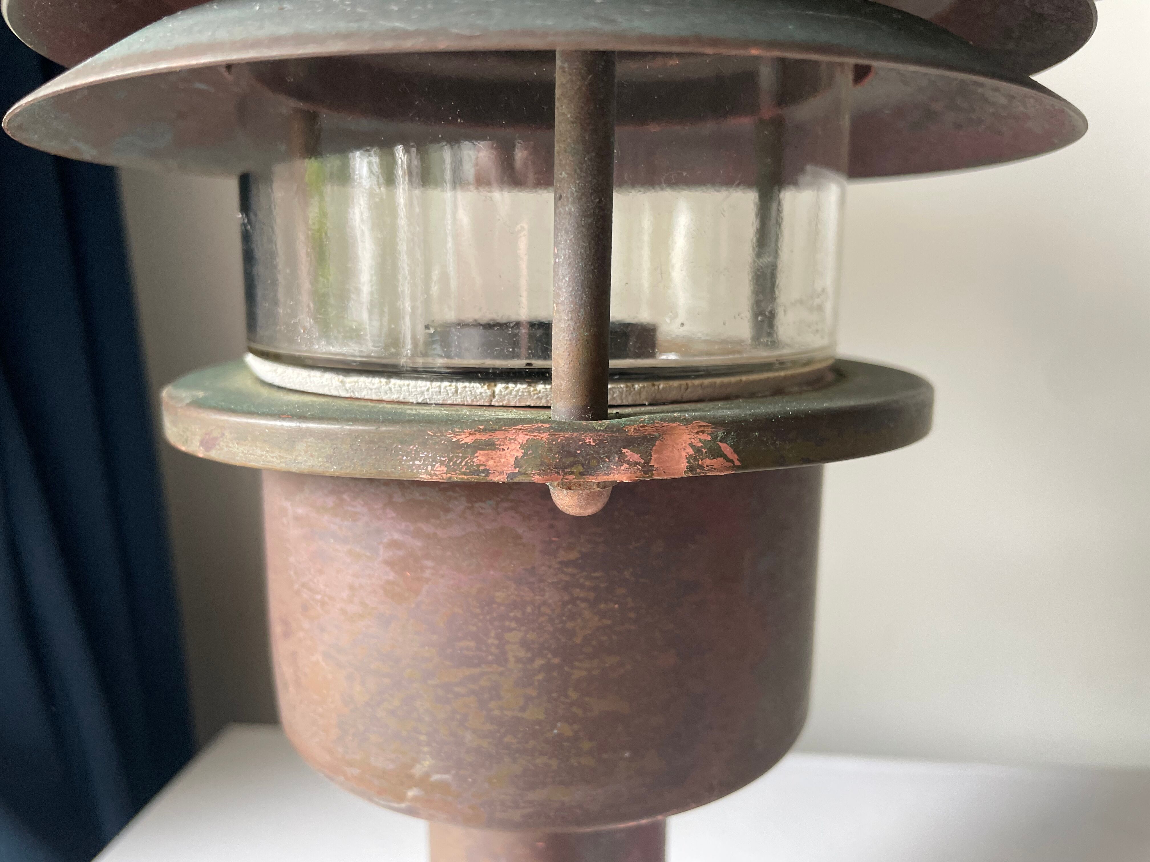 Pair of classic danish vintage  outdoor wall lamps in copper