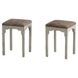 A pair of antique Danish stools, seats in lambswool, late 19th century.