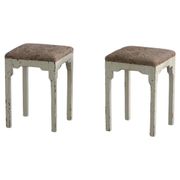 A pair of antique Danish stools, seats in lambswool, late 19th century.