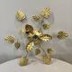 Gold leaf metal flower wall sconce 1970s 1980s Hollywood Regency Masca leaf