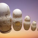 Pyrographed matryoshka Russian doll