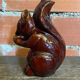 Vintage Brown Glazed Stoneware Squirrel-Shaped Bottle + Cork